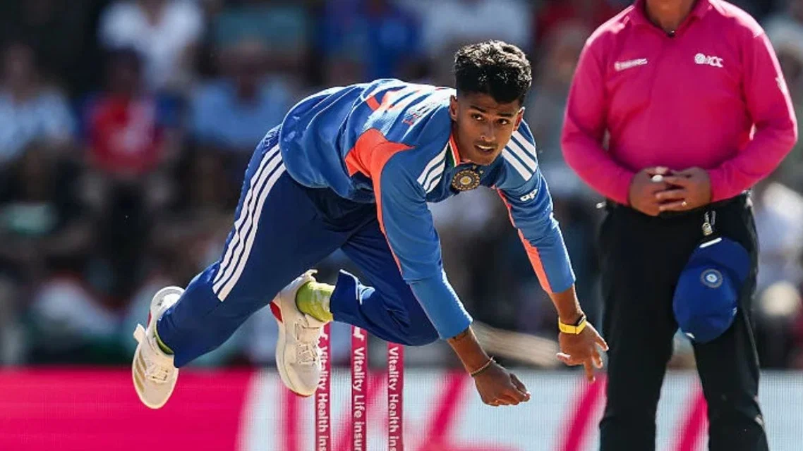 Suryansh Shedge in action during the India A series against Australia A