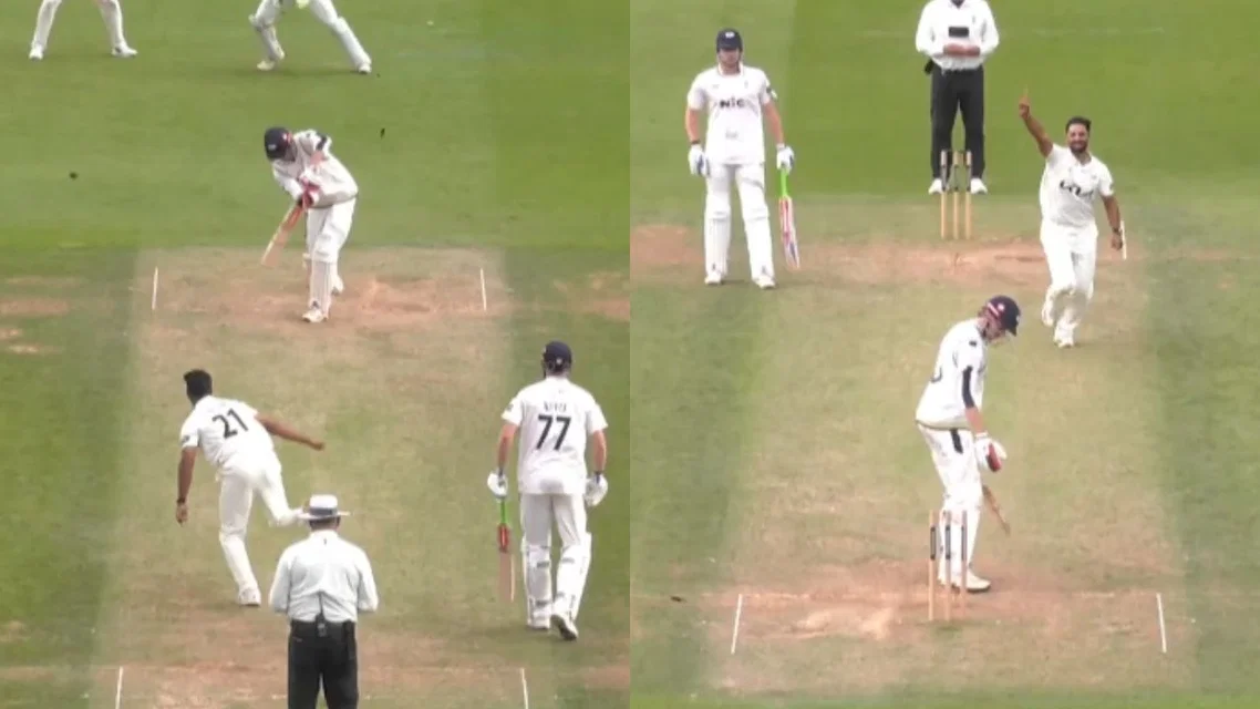 Watch: Auqib Nabi Castles Wharton With Absolute Jaffa in Impressive County Stint