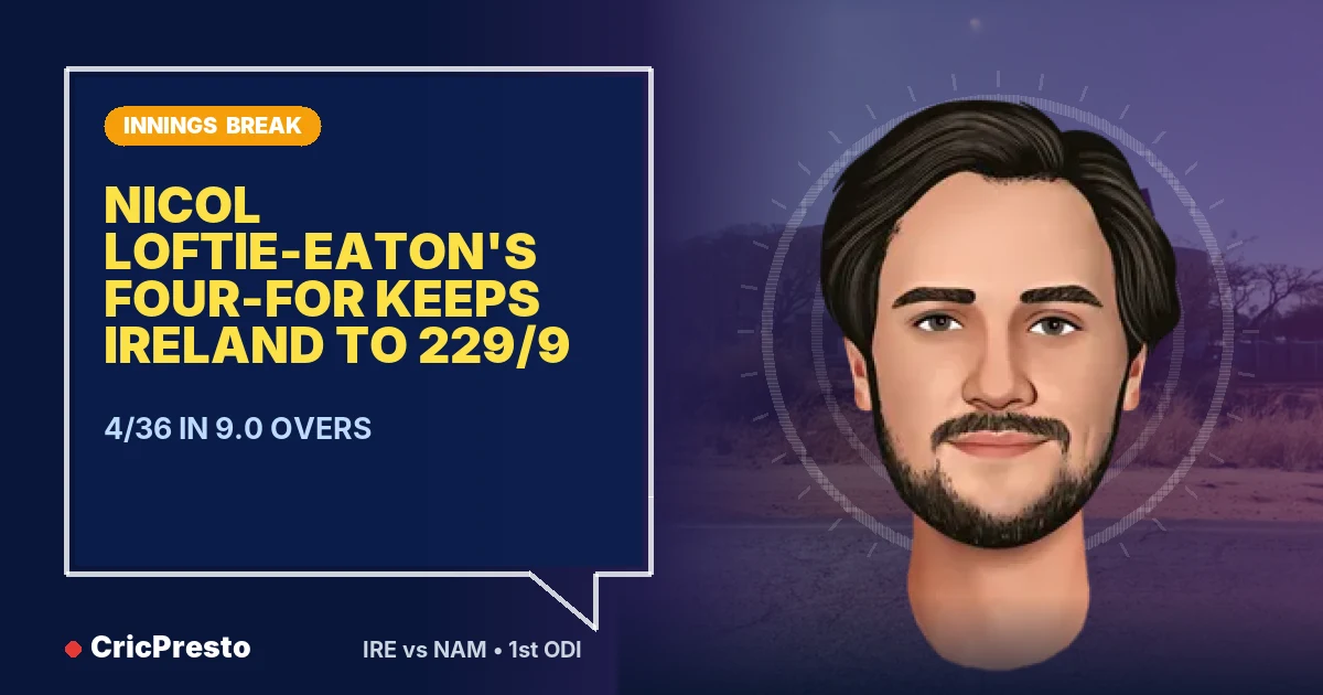 Ireland vs Namibia 1st ODI innings break: Ireland 229/9