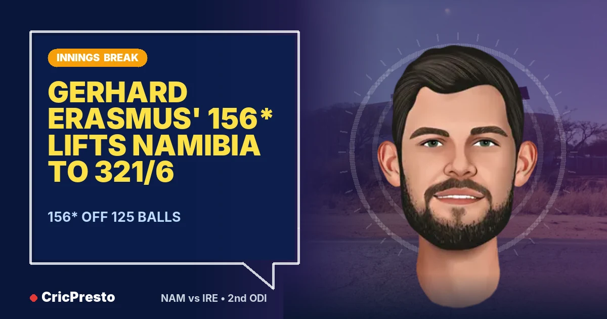 Namibia vs Ireland 2nd ODI innings break: Namibia 321/6