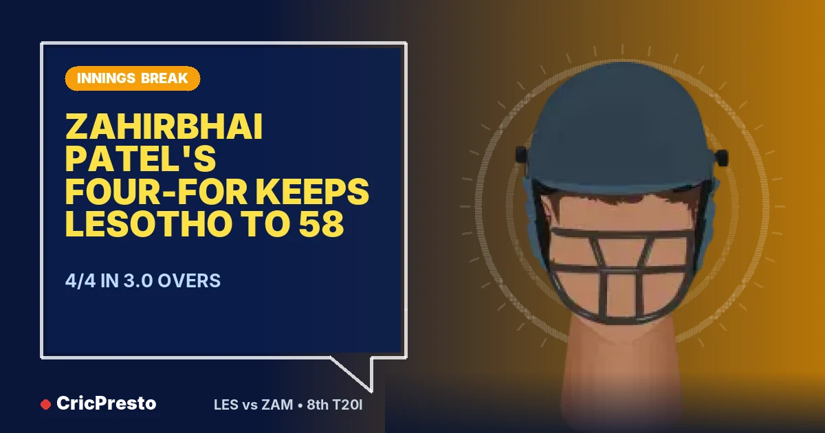 Lesotho vs Zambia 8th T20I innings break: Lesotho 58