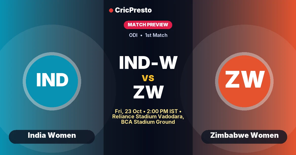 India Women vs Zimbabwe Women 1st ODI prediction at Reliance Stadium Vadodara, BCA Stadium Ground