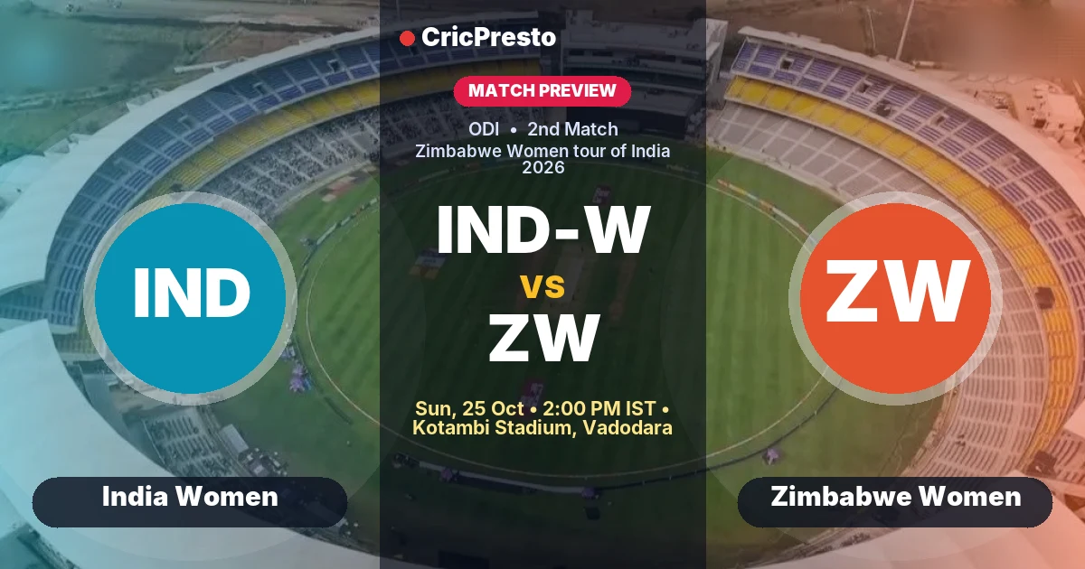 India Women vs Zimbabwe Women 2nd ODI prediction at Kotambi Stadium, Vadodara