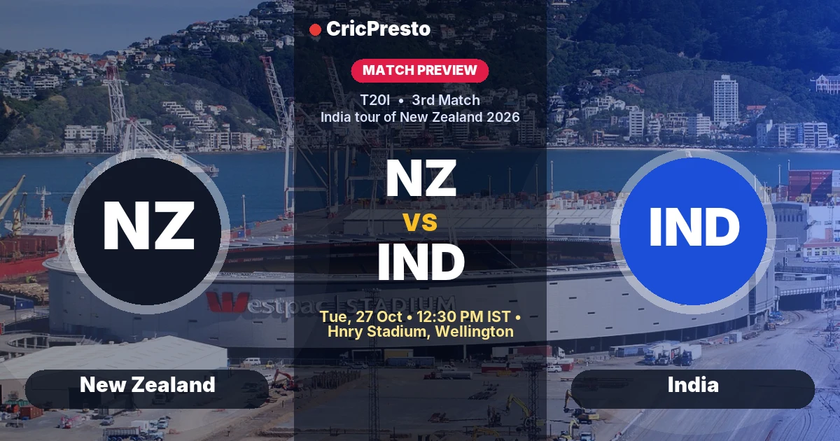 New Zealand vs India 3rd T20I prediction at Hnry Stadium, Wellington