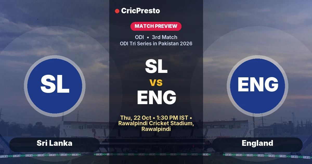 Sri Lanka vs England 3rd ODI prediction at Rawalpindi Cricket Stadium, Rawalpindi