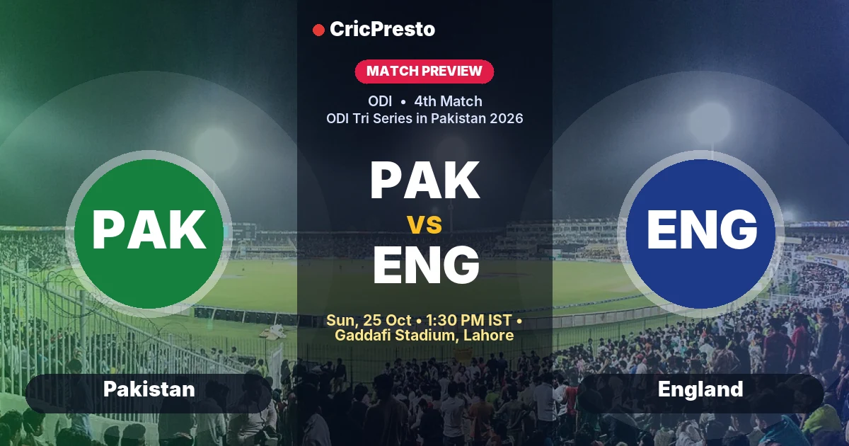 Pakistan vs England 4th ODI prediction at Gaddafi Stadium, Lahore