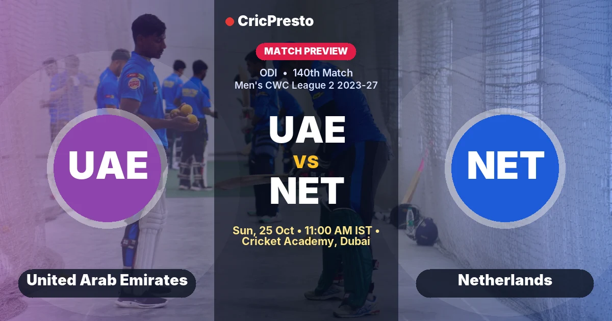 United Arab Emirates vs Netherlands 140th ODI prediction at Cricket Academy, Dubai