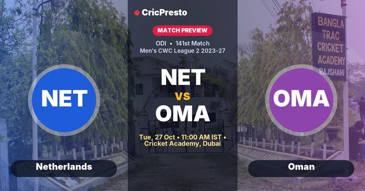 Netherlands vs Oman 141st ODI prediction at Cricket Academy, Dubai