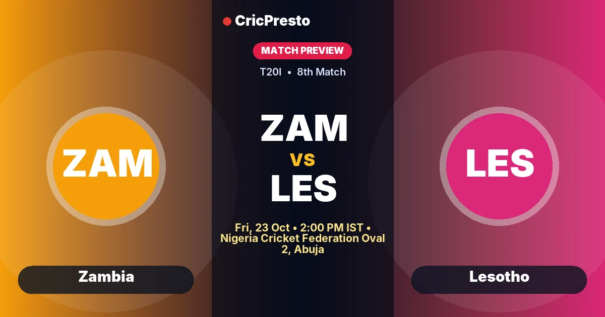 Zambia vs Lesotho 8th T20I prediction at Nigeria Cricket Federation Oval 2, Abuja