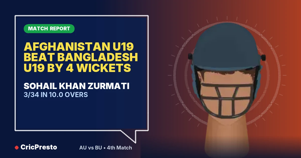 Afghanistan U19 vs Bangladesh U19 4th Match highlights: Afghanistan U19 won by 4 wickets